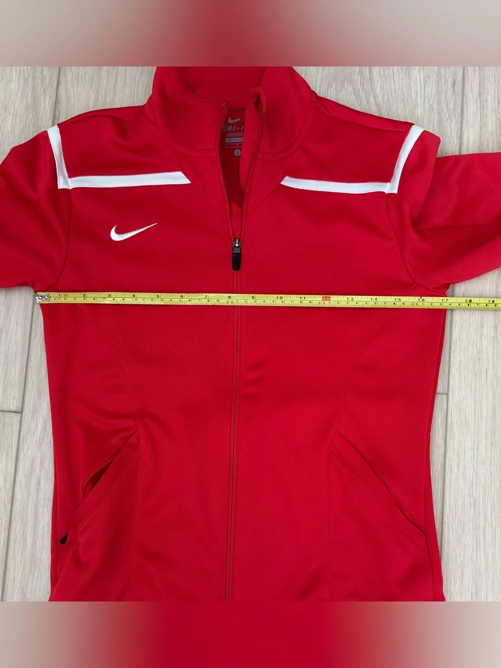 Nike Women’s retro small red/white dri-fit track jacket long sleeve full zip